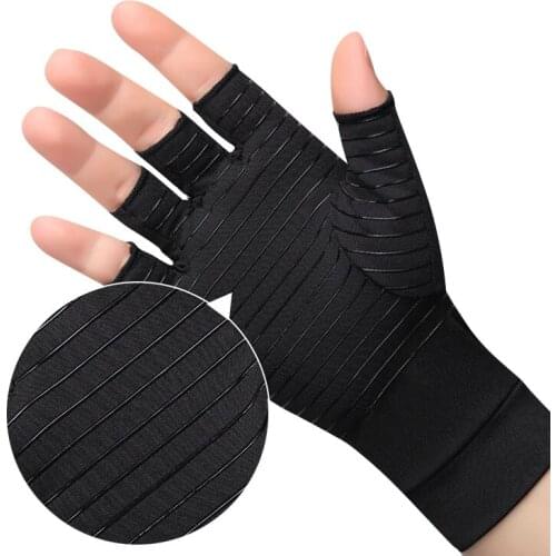1 Pair Compression Arthritis Gloves Anti-slip Joint Pain Relief Half Finger Gloves Office Outdo Activities Wrist Support
