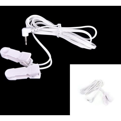 1Pc Digital TENS Therapy Machine Massager 2.5mm Plug Electrode Lead Wires Connecting Cables with 2 Ear Clips