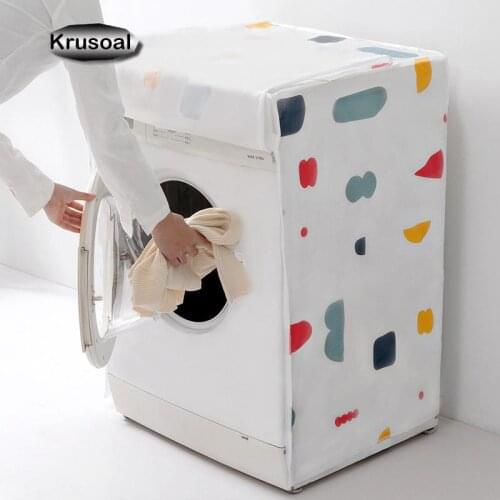 1PC PEVA Roller And Flip Washing Machine Dust Cover Floral Geometric Waterproof Case Protective Dust Jacket