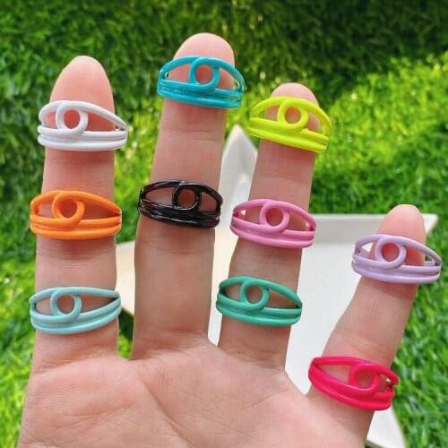 10Pcs 2021 Delicate Stacking Multicolor Enamel Ring Rainbow Colorful Brass Copper Women Enamel Punk Ring