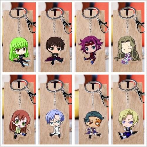 10 pcs Code Geass Acrylic Keychain Toy Lelouch of the Rebellion Figure Bag Pendant Double sided Key Ring Gifts
