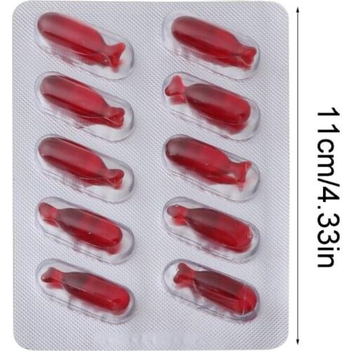 Y55B 10pcs Halloween Fake Blood Capsule Plasma Pills Vampire Horror Funny Joke Prank Trick Cosplay Fancy Makeup Accessories