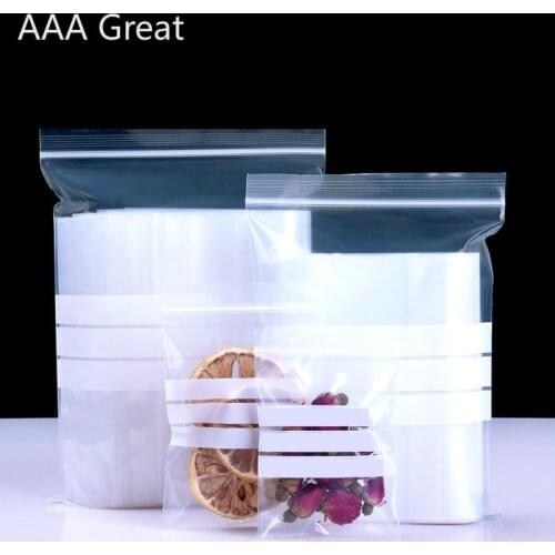 100Pcs/Lot Clear Self Sealed Zipper Bags Transparent Ziplock Packing Bag Snack Bean Seed Candy Storage Bag With Writable Design