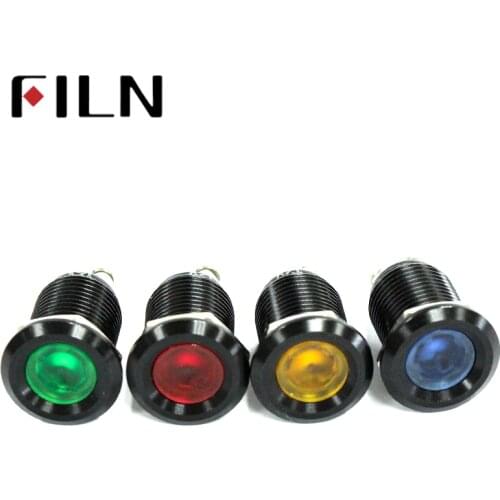 12mm waterproof black house Signal lamp LED Metal Indicator light Flat LIGHT 12V screw connect