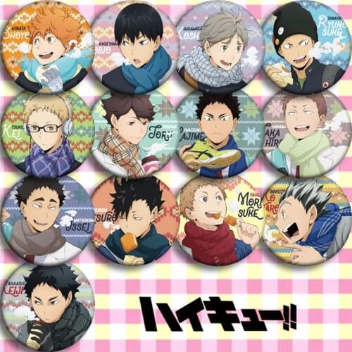 13pcs Cartoon Japan Comics Haikyuu!! Cosplay Badge Collection Bags Badges Pins Backpacks Clothes Brooch Collectible Accessories
