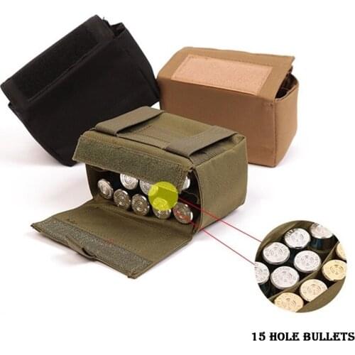 HOT Sale Tactical Shotgun Bullet Box 15 Bullet Box Bag New Multifunctional Tactical MOLLE Waist Bag Handbag Mini Bullet Ammo Bag