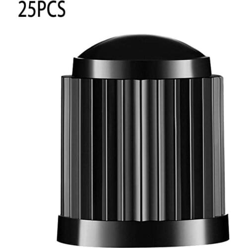 25pcs Tire Valve Protective Cover Black Plastic Universal Valve Stem Cover Auto Bike Tire Dustproof Valve Cover