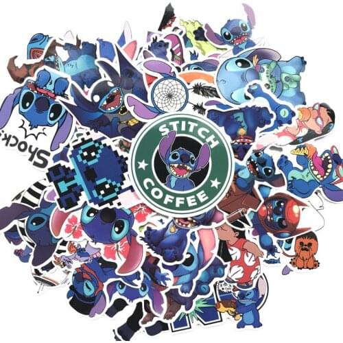 50Pcs Cartoon 2021 stitch Stickers Graffiti Punk Waterproof Decal Laptop Motorcycle Luggage Snowboard Car Sticker