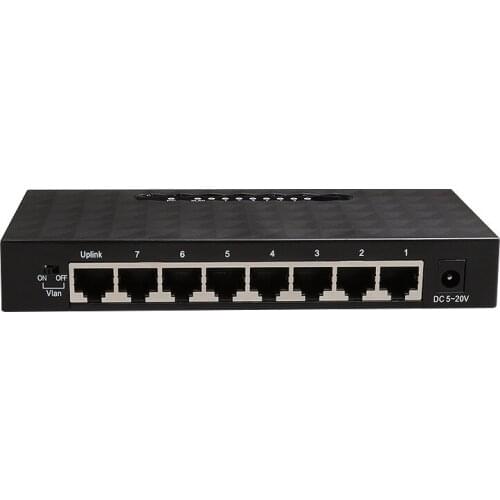 8 Ports 10/100/1000Mbps Base Ethernet Switch Hub Network Switch Network DC Power Adapter Desktop PC with EU/US Plug
