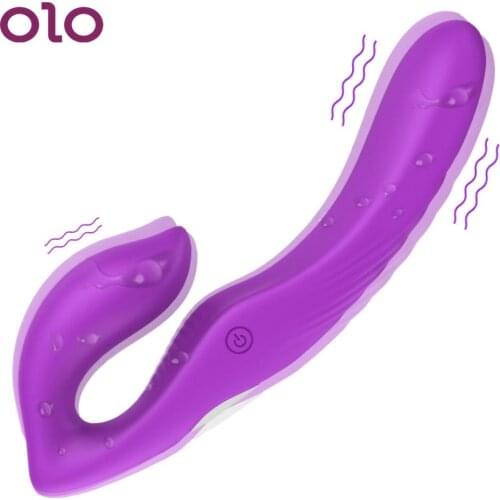 OLO Strapon Dildo Vibrator G-spot Massager Dual Motors Anal Vibrators Clitoris Vagina Stimulator Sex Toys for Women Lesbian