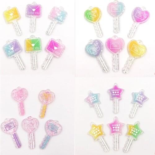 Glitter Resin Heart Star Envelope Key Charms Flat back Cabochon for Necklace Earring Keychain Pendant DIY Making Accessories