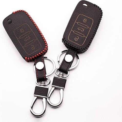 Car key cover case skin set Fit for Volkswagen VW polo b5 b6 for golf 4 5 6 jetta mk6 tiguan 3 button leather folding keys case