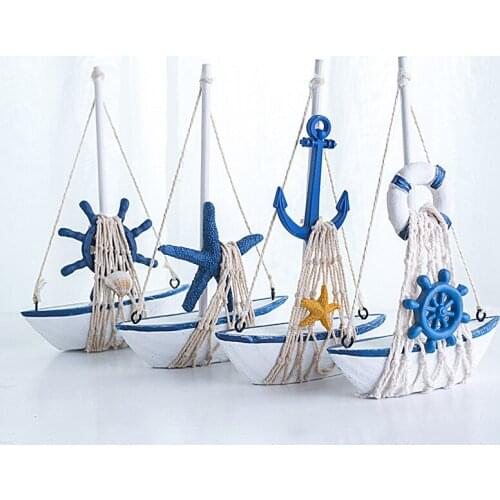 Mediterranean Style Questa Bossa Mia Wooden Sailboat Miniature Arts and Crafts Ornaments For Gift Home Decoration Micromodel