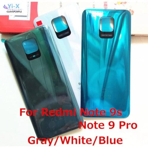 For Xiaomi Redmi Note 9 Pro Back Battery Glass Cover For Xiaomi Redmi Note 9s Back Panel Rear Door Housing
