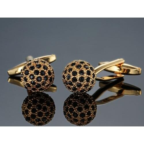 DY Brand new high-end luxury jewelry design golden ball black crystal Cufflinks Mens French shirt Cufflink free shipping