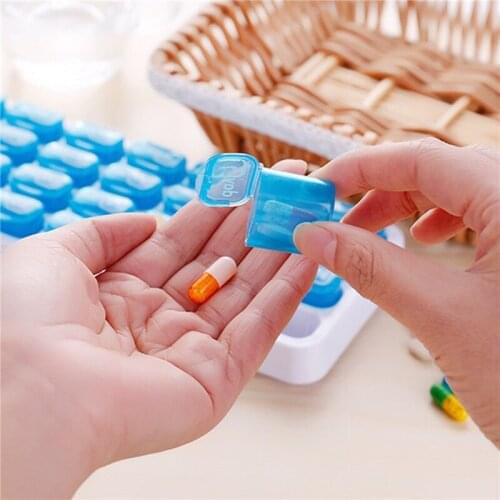 Weekly 7 Days Pill Medicine Box Holder Organizer Weekly 7 Day 31 Slots Pill Storage Box For Medications Supplements Vitamins