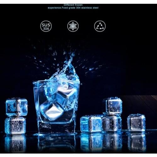 Stainless Steel Ice Cubes Reusable Chilling Stones for Whiskey Wine Keep Your Drink Cold Longer SGS Test Pass Whiskey Stones