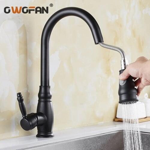 Kitchen Mixer Balck Pull Out Kitchen Faucet Deck Mount Kitchen Sink Faucet Mixer Cold Hot Water Torneira Cozinha Rotate N22-145