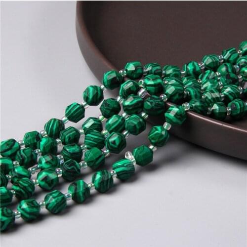 Fashion Faceted Green Malachite Striped Stone Beads OIive Shape Loose Stone Beads for Jewelry Making DIY Bracelet Necklace 7.5