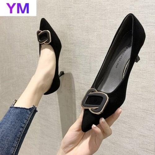 Fashion Suede Bride Wedding Shoes Sexy Elegant Lady Thin Heels Pumps Pointed Toe Metal New Arrivals Crystal Zapato Mujer 2021