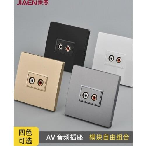 Multimedia AV audio panel 6.5 red and white double lotus head audio socket RCA welding free wall plug