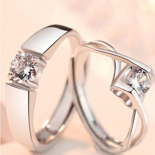 Original Design 925 Sterling Silver Couple Ring Luxury Engagement Wedding Valentines Day Gift Exquisite Elegant Diamond Jewelry