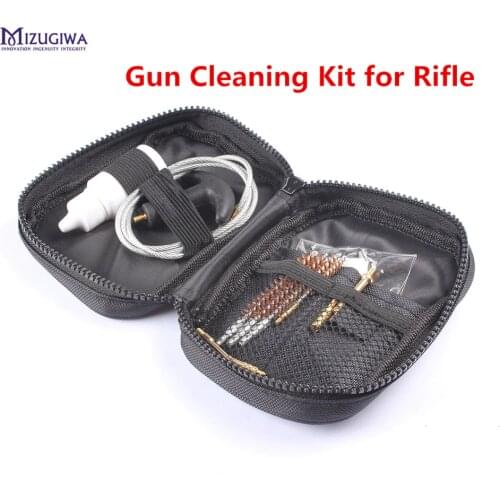 MIZUGIWA Portable Bag Gun Cleaning Kit for Rifle .17 cal .22 cal .30 cal .270/.280 Cal Brass Brush Nylon Bag Gun Hunting Caza