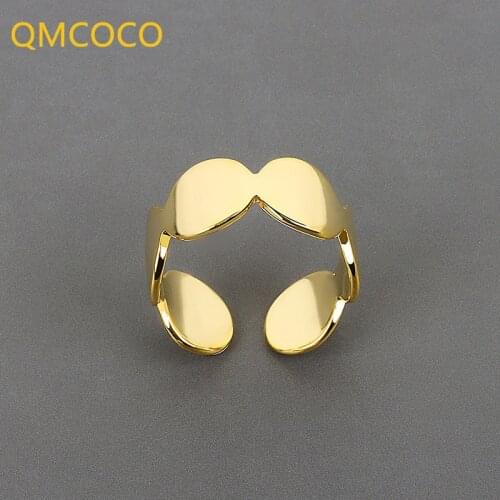 QMCOCO 925 Sterling Silver New Simple Round Shape Rings Retro Distressed Opening Handmade Ring Fashion Fine Jewelry