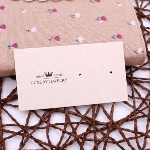 Fashion 100pcs Earring Card Display Jewelry Custom Personal Style Design 5x9cm Simple Beige green paper Wholesale