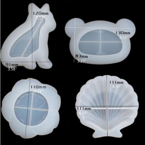 Handmade Cute Dish Resin Mold Jewelry Making Tools Bulldog Shell Bear Flower Plate Silicone Resin Casting Dish Mould