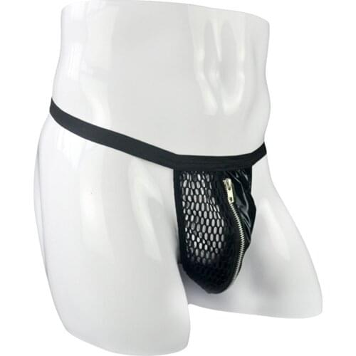 Sexy Men Underwear Hot Transparent Men Mesh Thongs G String Nightwear Lovers Jockstraps Erotic Man Zipper Cock Pouch G-string