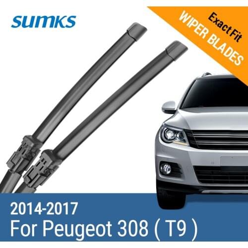 SUMKS Wiper Blades for Peugeot 308 ( T9 ) 24"&18" Fit Push Button Arms 2014 2015 2016 2017