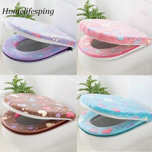 Thick Coral velvet luxury toilet Seat Cover Set soft Warm One / Two-piece toilet Case Waterproof Bathroom WC Cover with zipper