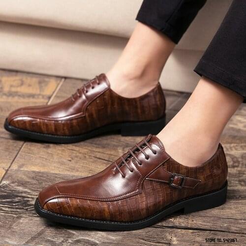 Gentleman Fashion Patchwork Lace Up Flats Shoes For Men Casual Oxford Formal Dress Wedding Footwear Sapatos Tenis Masculino