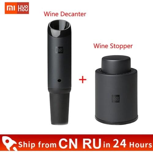 Xiaomi Huohou Fast Wine Decanter Wine Stopper 2in1 Pouring Tools Stainless Steel Vacuum Bottle Stopper Bottles Cap Bar Accessori