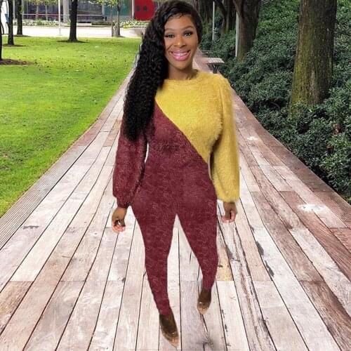 Knitted Sweaters Winter Clothes for Women Two Piece Set Top and Pants Patchwork Matching Sets Casual Loung Wear 2 Piece Outfits