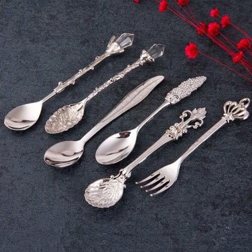High Quality 6Pcs Christmas Party Retro Shape Tableware Set Alloy Fork Home Kitchen Coffee Tea Party Set #251437
