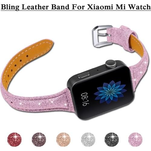 High Quality Bling Leather Bracelet Watchband For Xiaomi Mi Watch Band Replacement Accessories New Smart Sport Watch Strap