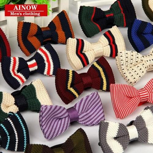 High quality New Arrival knitted mens knitted bow tie striped The fashion leisure multicolor butterfly ties bow tie 240pcs/lot