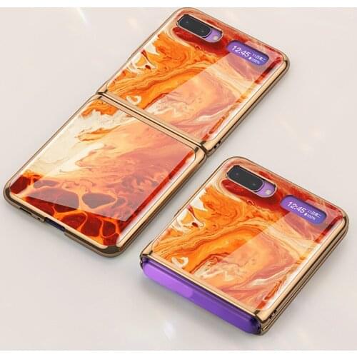 Tempered Glass Protective Cover for Samsung Galaxy Z Flip Fold Phone Accessories Ultra-thin Fashion Electroplated PC Back Cover