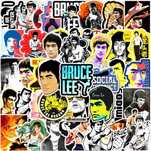 10/30/50Pcs Kung Fu movie star Bruce Lee Graffiti Waterproof Skateboard Travel Suitcase Phone Laptop Luggage Stickers DIY Kids