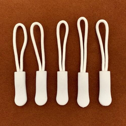 10pcs White zipper PU zipper handle injection zipper PCV Drawstring head