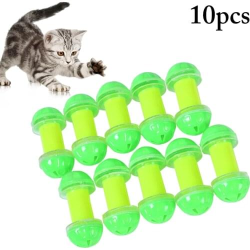 10pcs Cat Toy Plastic Pet Cat Bell Dumbbell Designed Funny Kitten Bell Toy Cat Jingle Bell Interactive Playing Toys for Cats