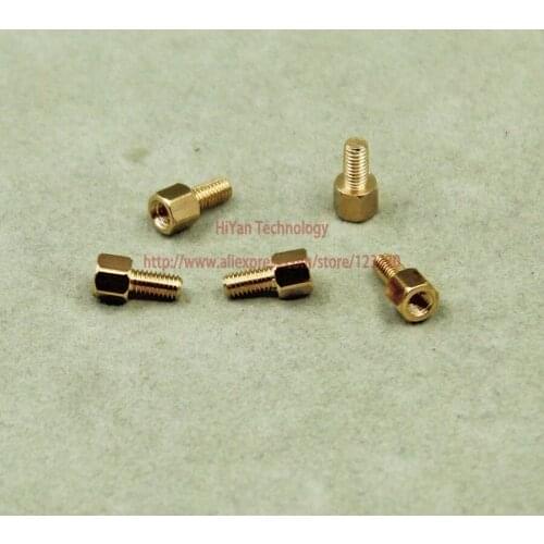 100pcs/lot) Hardware M3 Male 6MM X M3 Female 4MM M3x4+6 MM Brass Standoff Spacer