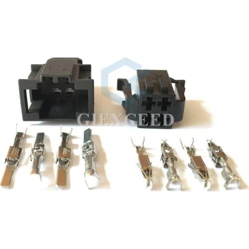 2 Sets 4 Pin Auto Connector Oxygen O2 Sensor Plug Female Male Automotive Socket For VW