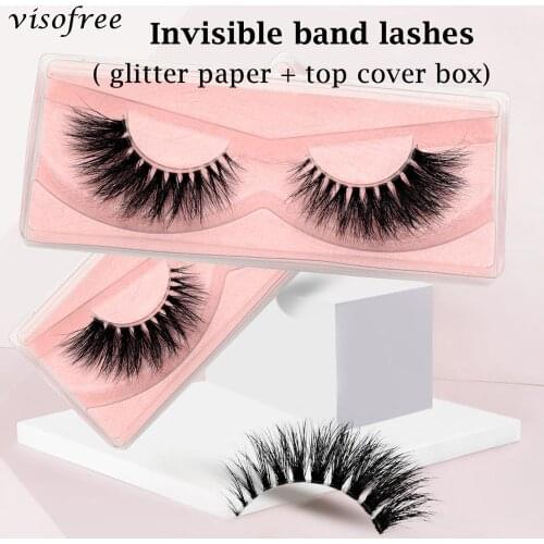 2 Pairs Bulk Visofree Lashes Invisible Band Faux Cils Fluffy Cruelty Free Mink Lashes Makeup False Eyelashes Reusable Eyelashes