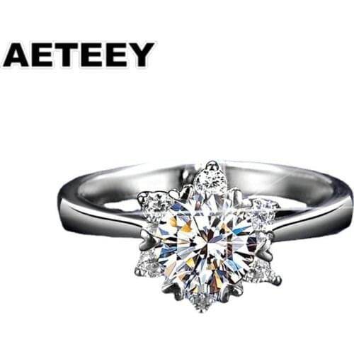 925 Silver moissanite rings women classic snowflake D color 1ct moissanite diamond ring empty support silver jewelry JF-03
