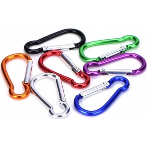 Aluminum Carabiner Key Chain Clip Outdoor Camping Keyring Snap Hook Water Bottle Buckle Travel Climbing Accessories Random Color