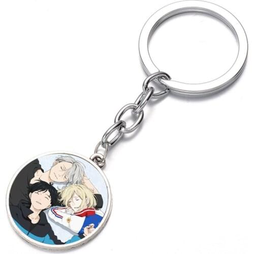Anime YURI!!! on ICE Keychain Bronze Silver black Glass Dome Key Chain Bag Charm Pendant Keyring Holder Kids boy girl Pendant