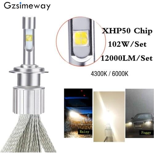Gzsimeway H11 H8 led 4300K 12000LM H1 H3 880 H7 H13 h4 bi led Headlight Bulbs XHP50 9006 HB3 6000K Auto D2S Headlamp D1S D3S D4S